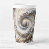Abstracte moderne wervelende goud, zwart en wit latte mok (Voorkant)