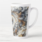 Abstracte moderne wervelende goud, zwart en wit latte mok (Rechts)