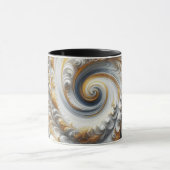 Abstracte moderne wervelende goud, zwart en wit mok (Midden)