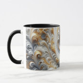 Abstracte moderne wervelende goud, zwart en wit mok (Links)