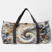 Abstracte moderne wervelende goud, zwart en wit plunjezak (Achterkant)