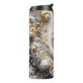 Abstracte moderne wervelende goud, zwart en wit thermosbeker (Gedraaid links)