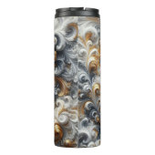 Abstracte moderne wervelende goud, zwart en wit thermosbeker (Achterkant)