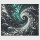 Abstracte moderne wervelende groene, zilveren en z cadeaupapier (Vlak)
