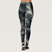 Abstracte moderne wervelende groene, zilveren en z leggings (Achterkant)
