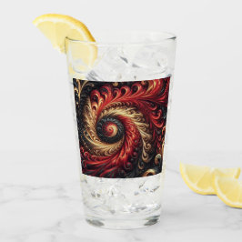 Abstracte moderne wervelende rode, zwarte en goude glas