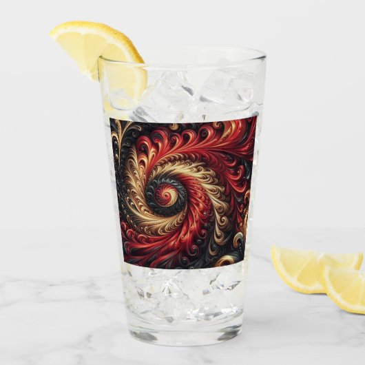 Abstracte moderne wervelende rode, zwarte en goude glas (Voorkant ijs)