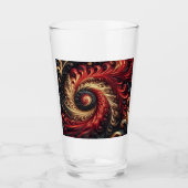 Abstracte moderne wervelende rode, zwarte en goude glas (Voorkant)