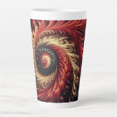 Abstracte moderne wervelende rode, zwarte en goude latte mok (Voorkant)