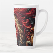 Abstracte moderne wervelende rode, zwarte en goude latte mok (Rechts)