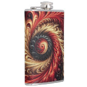 Abstracte moderne wervelende rood, zwart en goud heupfles (Rechts)