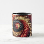 Abstracte moderne wervelende rood, zwart en goud mok (Midden)