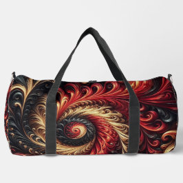 Abstracte moderne wervelende rood, zwart en goud plunjezak