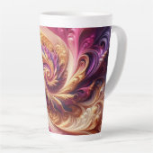 Abstracte moderne wervelende roze, goud en paars latte mok (Rechterhoek)