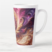 Abstracte moderne wervelende roze, goud en paars latte mok (Rechts)