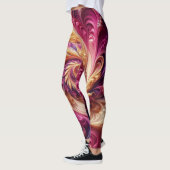 Abstracte moderne wervelende roze, goud en paars leggings (Links)