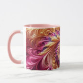 Abstracte moderne wervelende roze, goud en paars mok (Links)