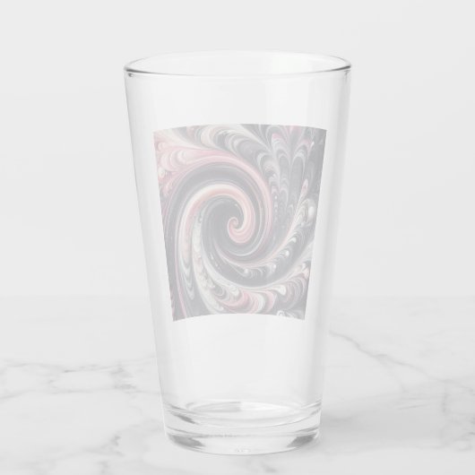 Abstracte moderne wervelende roze, zwart en wit glas (Achterkant)