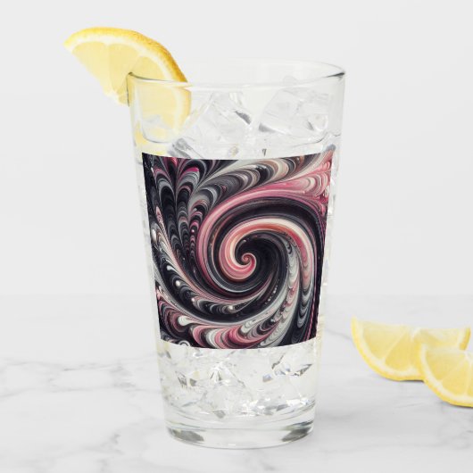 Abstracte moderne wervelende roze, zwart en wit glas (Voorkant ijs)