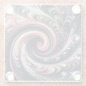 Abstracte moderne wervelende roze, zwart en wit glazen onderzetter (Achterkant)