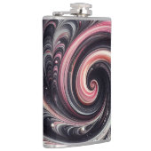 Abstracte moderne wervelende roze, zwart en wit heupfles (Rechts)