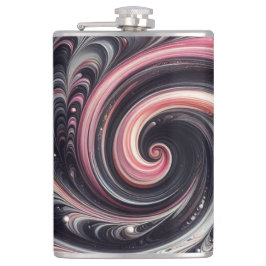 Abstracte moderne wervelende roze, zwart en wit heupfles