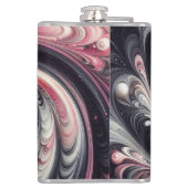 Abstracte moderne wervelende roze, zwart en wit heupfles (Achterkant)
