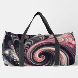 Abstracte moderne wervelende roze, zwart en wit plunjezak