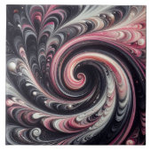 Abstracte moderne wervelende roze, zwart en wit tegeltje (Voorkant)