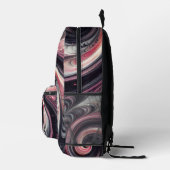 Abstracte moderne wervelende roze, zwarte en witte bedrukte rugzak (Rechts)