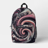Abstracte moderne wervelende roze, zwarte en witte bedrukte rugzak (Voorkant)