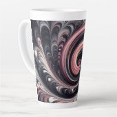 Abstracte moderne wervelende roze, zwarte en witte latte mok (Linkerhoek)