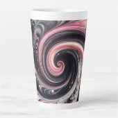 Abstracte moderne wervelende roze, zwarte en witte latte mok (Voorkant)