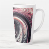 Abstracte moderne wervelende roze, zwarte en witte latte mok (Rechts)