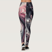 Abstracte moderne wervelende roze, zwarte en witte leggings (Achterkant)