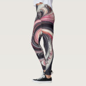 Abstracte moderne wervelende roze, zwarte en witte leggings (Links)