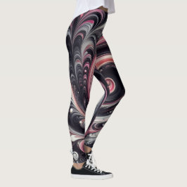 Abstracte moderne wervelende roze, zwarte en witte leggings