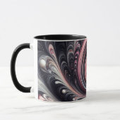 Abstracte moderne wervelende roze, zwarte en witte mok (Links)