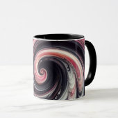 Abstracte moderne wervelende roze, zwarte en witte mok (Voorkant rechts)