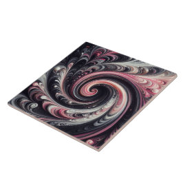 Abstracte moderne wervelende roze, zwarte en witte tegeltje