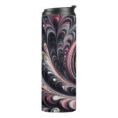 Abstracte moderne wervelende roze, zwarte en witte thermosbeker (Gedraaid links)