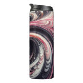 Abstracte moderne wervelende roze, zwarte en witte thermosbeker (Geroteerd rechts)