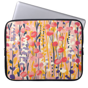 Abstracte Moderne Wilde Bloem Florale Botanische T Laptop Sleeve