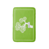 Abstracte moderne witte boom en noem kalkgroen badmat (Voorkant Verticaal)