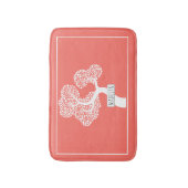 Abstracte moderne witte boom en noem levend koraal badmat (Voorkant Verticaal)