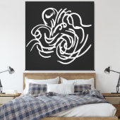 Abstracte moderne witte geometrische lijnen kunst canvas afdruk (Insitu (Slaapkamer))