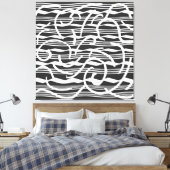 Abstracte moderne witte geometrische lijnen kunst canvas afdruk (Insitu (Slaapkamer))