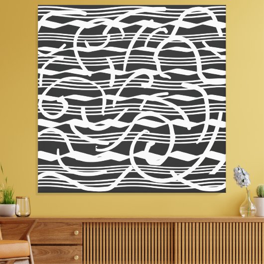 Abstracte moderne witte geometrische lijnen kunst canvas afdruk (Insitu (Woonkamer))