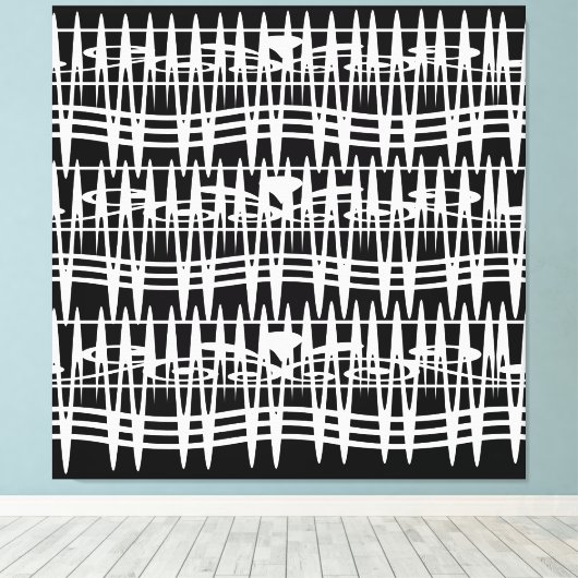 Abstracte moderne witte geometrische lijnen kunst canvas afdruk (Insitu (Houten vloer))