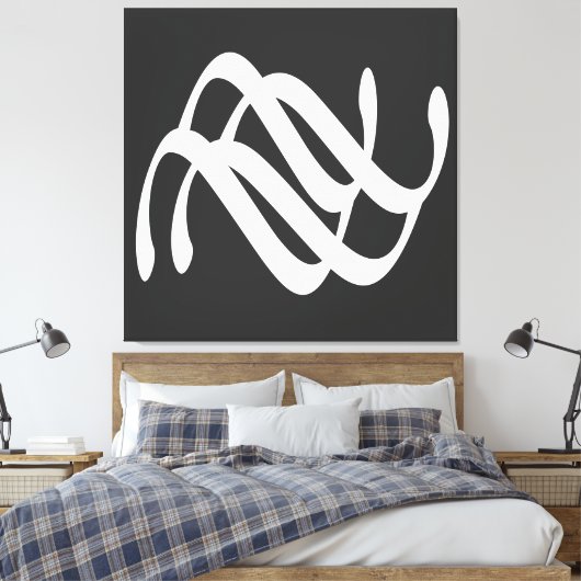 Abstracte moderne witte geometrische lijnen kunst canvas afdruk (Insitu (Slaapkamer))